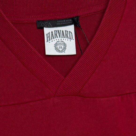 NWT ZARA X HARVARD UNIVERSITY CREW TEE COLLAB DARK BURGUNDY FALL PREPSTER MEDIUM - Picture 4 of 6